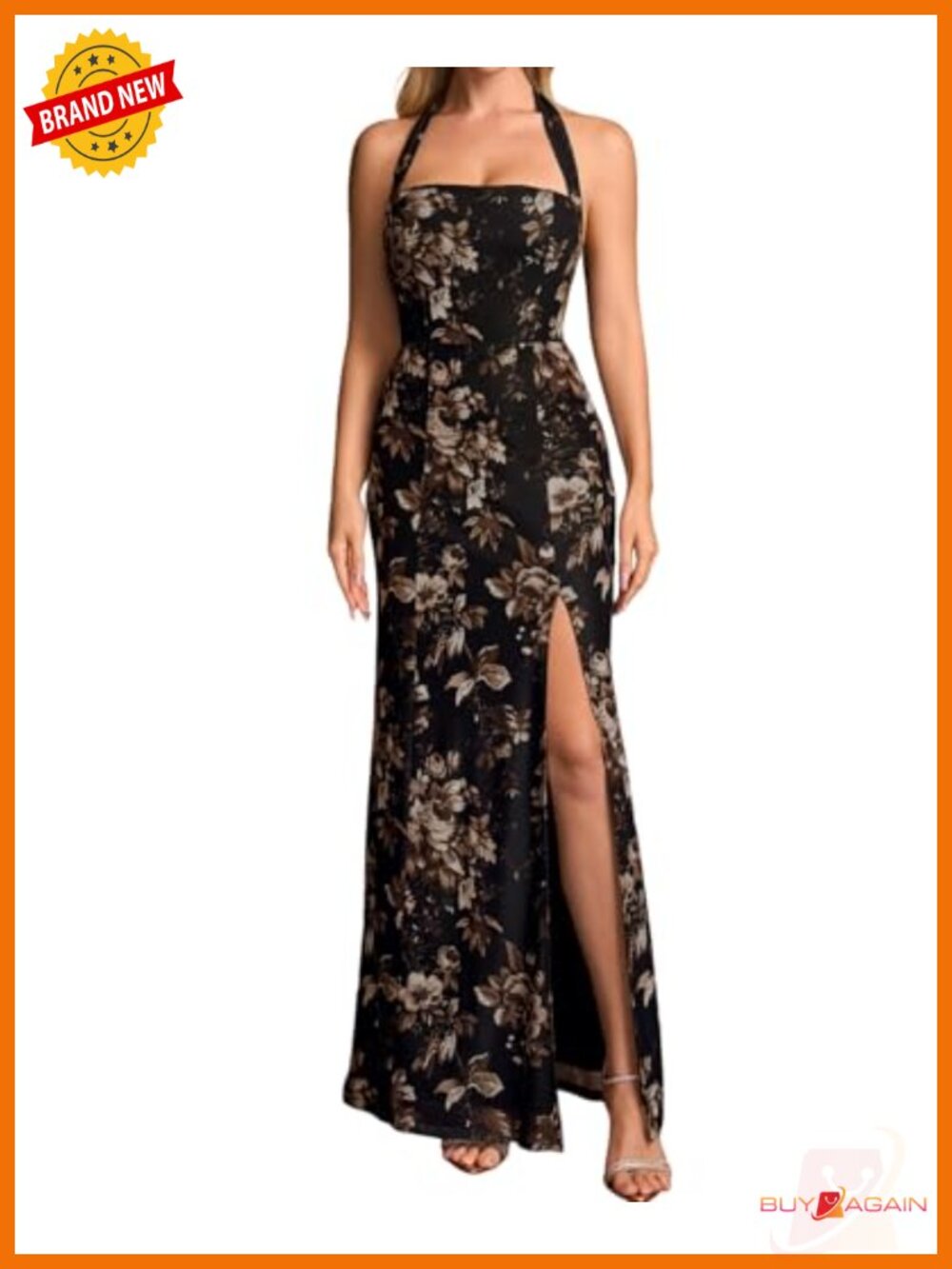Women's Floral Halter Maxi Bodycon Dress Formal Wedding Guest